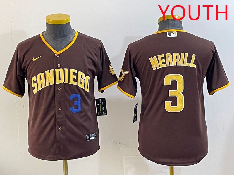 Youth San Diego Padres #3 Merrill Brown Game 2025 Nike MLB Jersey style 13->youth mlb jersey->Youth Jersey